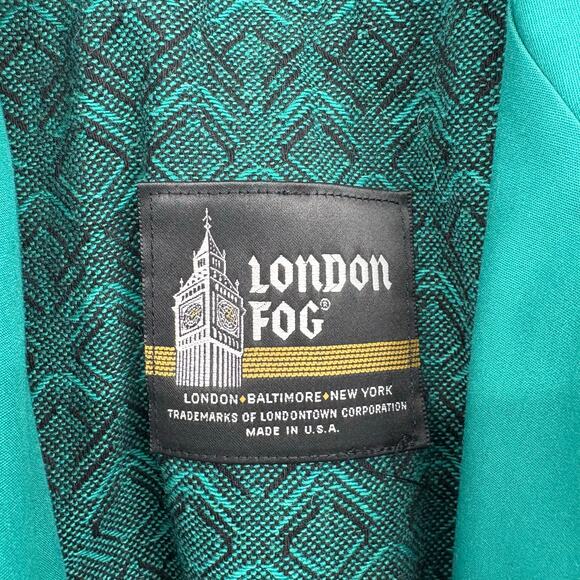 Vintage London Fog Green A-Line Belted Removable Liner Trench Coat Size 6P - Picture 4 of 10